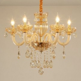 Gorgeous Crystal Chandelier European Cognac Color Ceiling Light Glass Body 8 Lights