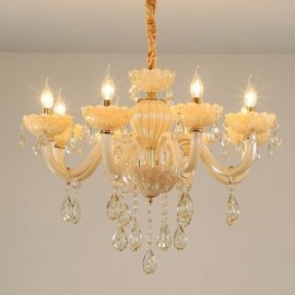 Eye-Catching Crystal Chandelier European Cognac Color Ceiling Lamp Glass Body 8 Lights