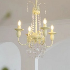 Nordic Crystal Chandelier Paint Craft Restaurant Cream Ceiling Light