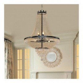 Classic Crystal Chandelier Black Empire Style Pendant Light 9 Lights