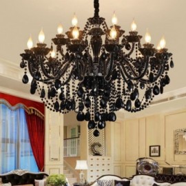 Luxury European Style Crystal Chandelier Black Pendant Light Study