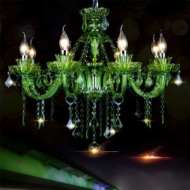 European Style Crystal Green Chandelier Candle Pendant Light