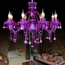 Elegant Purple Crystal Ceiling Light European Chandelier