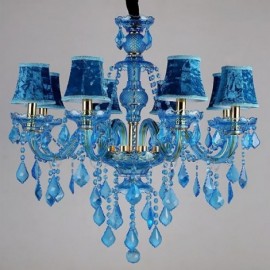 Large Blue Crystal Chandelier European Pendant Light