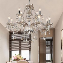 Large Crystal Chandelier Cognac European Ceiling Light