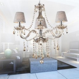 Classic European Crystal Chandelier Cognac Pendant Light Study