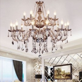 Large European Crystal Chandelier Elegant Pendant Light