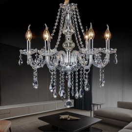 Large European Crystal Chandelier Transparent Ceiling Light