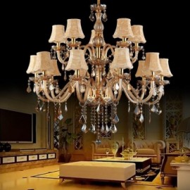 Large Luxury Crystal Chandelier European Amber Ceiling Light