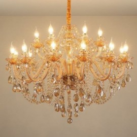 European Crystal Chandelier Luxury Cognac Pendant Light