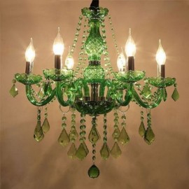 Unique Crystal Chandelier European Style Grass Green Pendant Light