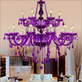 European Style Crystal Chandelier Purple Pendant Light