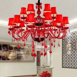 Crystal Chandelier European Red Colour Pendant Light Rooms