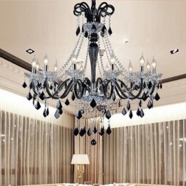 Retro Crystal Chandelier European Black Pendant Light Study