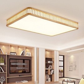 Japanese Acrylic Ceiling Light Rectangular Rubber Wood Ceiling Light