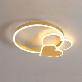 Modern Acrylic Flush Mount Gold Double Heart Ceiling Light