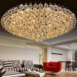 European Style Crystal Flush Mount Round Shape Ceiling Light