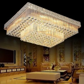 European Flush Mount Square Crystal Chandelier Lobby