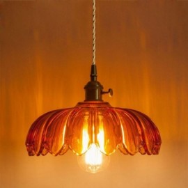 Modern Retro Glass Pendant Lighting Flower Shade Lamp With Twist Switch Light