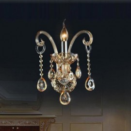 European Wall Lamp Amber Cognac Crystal Wall Sconce Simple Lamp Lighting