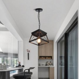 Vintage Trapezoidal Pendant Light Metal Black Ceiling Light