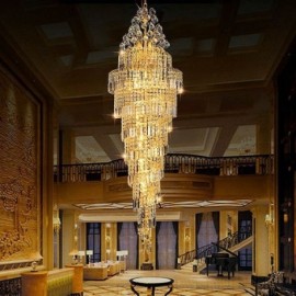 Elegant Crystal Empire Chandelier European Luxury Long Pendant Lobby Villa