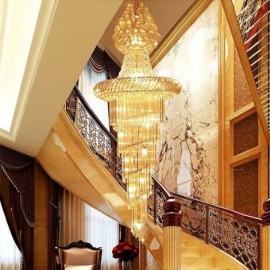 Luxury Crystal Chandelier Modern European Graceful Long Pendant Villa Duplex Staircase