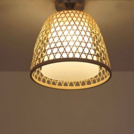 Bamboo Semi Flush Mount Creative Round Ceiling Light Vestibule Balcony Cloakroom Lighting