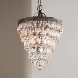 American Crystal Ceiling Light Country Retro Round Pendant Light