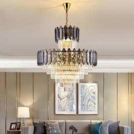 Tapered Crystal Pendant Light Villa Duplex Decorative Ceiling Light