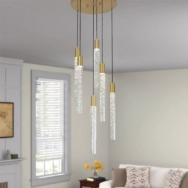 Pendant Light Copper Crystal Column Cluster Ceiling Light