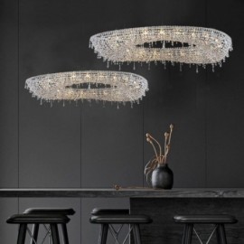 Crystal Pendant Light Modern Luxury Lobby Oval Ceiling Light