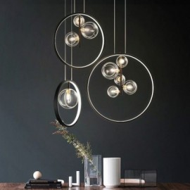 Nordic Pendant Light Glass Bubbles Circle Chandelier Modern Parlor Bar Lamp