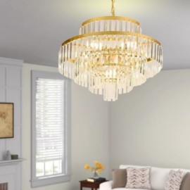 Gold Crystal Pendant Light 4 Tiers Ceiling Lighting 7 Lights