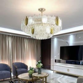 Luxurious Leaf Pendant Light Crystal Ceiling Light Fixture