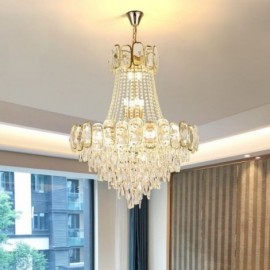 Modern Crystal Pendant Light Round Ceiling Lighting Fixture Lobby