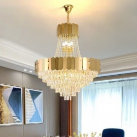 Modern Crystal Gold K9 Hanging Pendant Ceiling Light Dinning Room