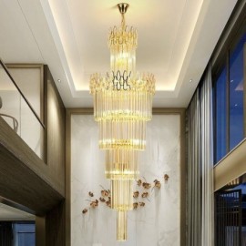 Modern Spectacular High Ceiling Pendant Light Stairs Villa