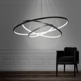 Modern Pendant Light Aluminum Black 3 Ring Hanging Light