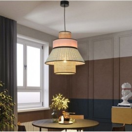 1 Light Dress Lampshade Pendant Lamp Bamboo Weave Lighting