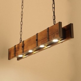 Industrial Style Pendant Light Rectangle Wood Ceiling Light Kitchen Island Restaurant