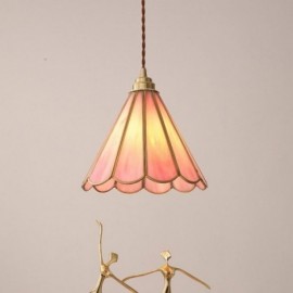 Japanese Style Glass Pendant Light Retro Petal Light Fixture