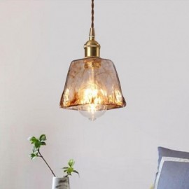 Unique Mini Glass Pendant Light Japanese Style Amber Color Decorative Lighting