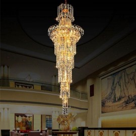 European Long Pendant Crystal Chandelier Lobby