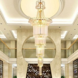 Elegant Long Pendant Crystal Chandelier Lobby