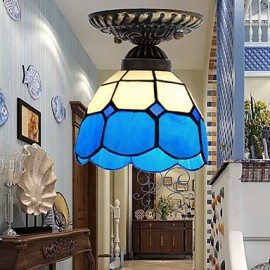 E27 220V 17*20CM European Rural Creative Arts Stained Glass Absorb Dome Lamp Led Light