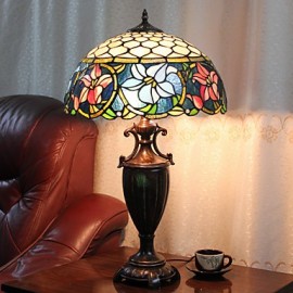 Table Lamp, 2 Light, Quaint Resin Glass Painting