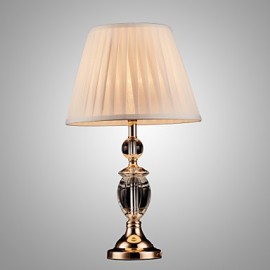 Iron Desk Lamp with Crystal Pillar Cloth Shade Classic Lighting